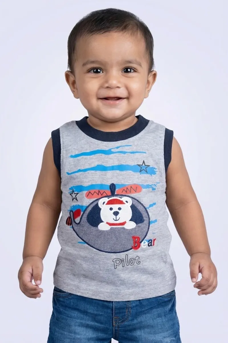 Printed T-Shirt for Baby Boys - Grey CLJBT00167GREY612M